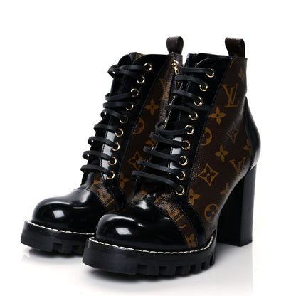 Louis Vuitton Patent Calfskin Monogram Star Trail Ankle Boots 37.5 Black 3 of 11