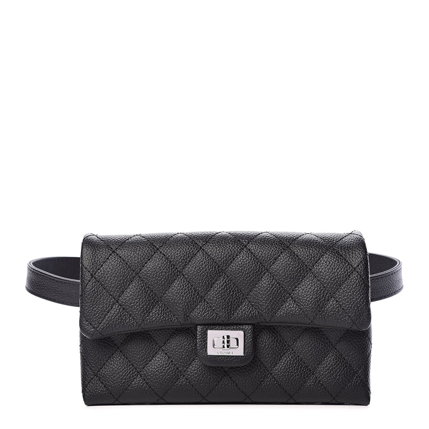 Grained Calfskin Quilted 2.55 Reissue Flap Belt Bag Clutch Black
