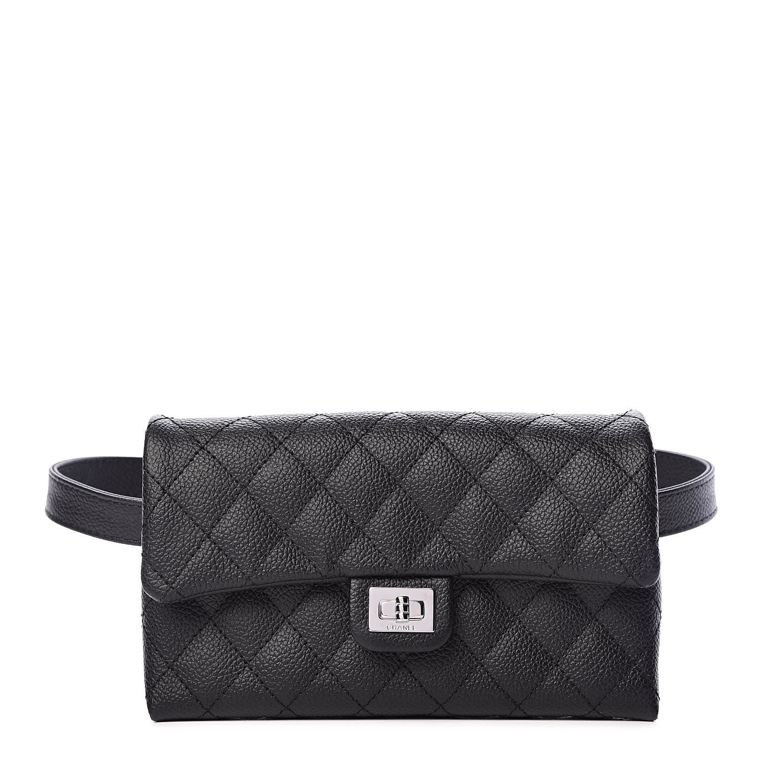 Chanel Grained Calfskin Quilted 2.55 Reissue Flap Belt Bag Clutch Black 1 of 11