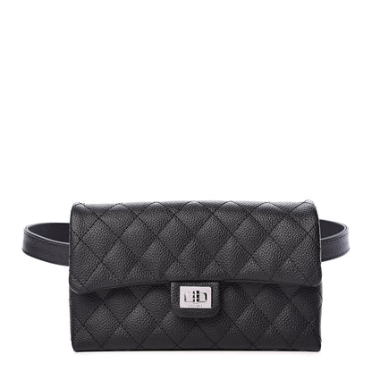 Chanel Grained Calfskin Quilted 2.55 Reissue Flap Belt Bag Clutch Black 1 of 11