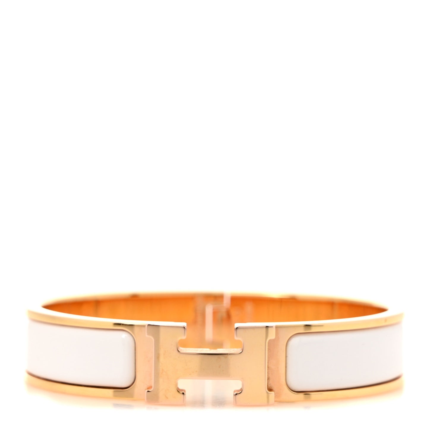 Enamel Narrow Clic Clac H Bracelet PM White