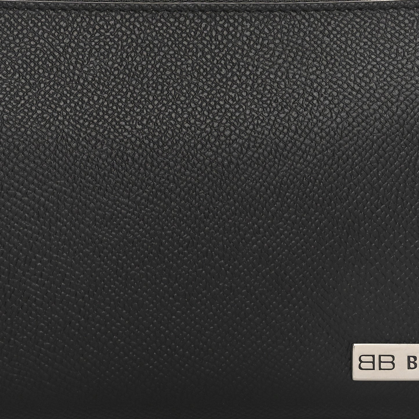 Grained Calfskin Zip Card Case Wallet Black