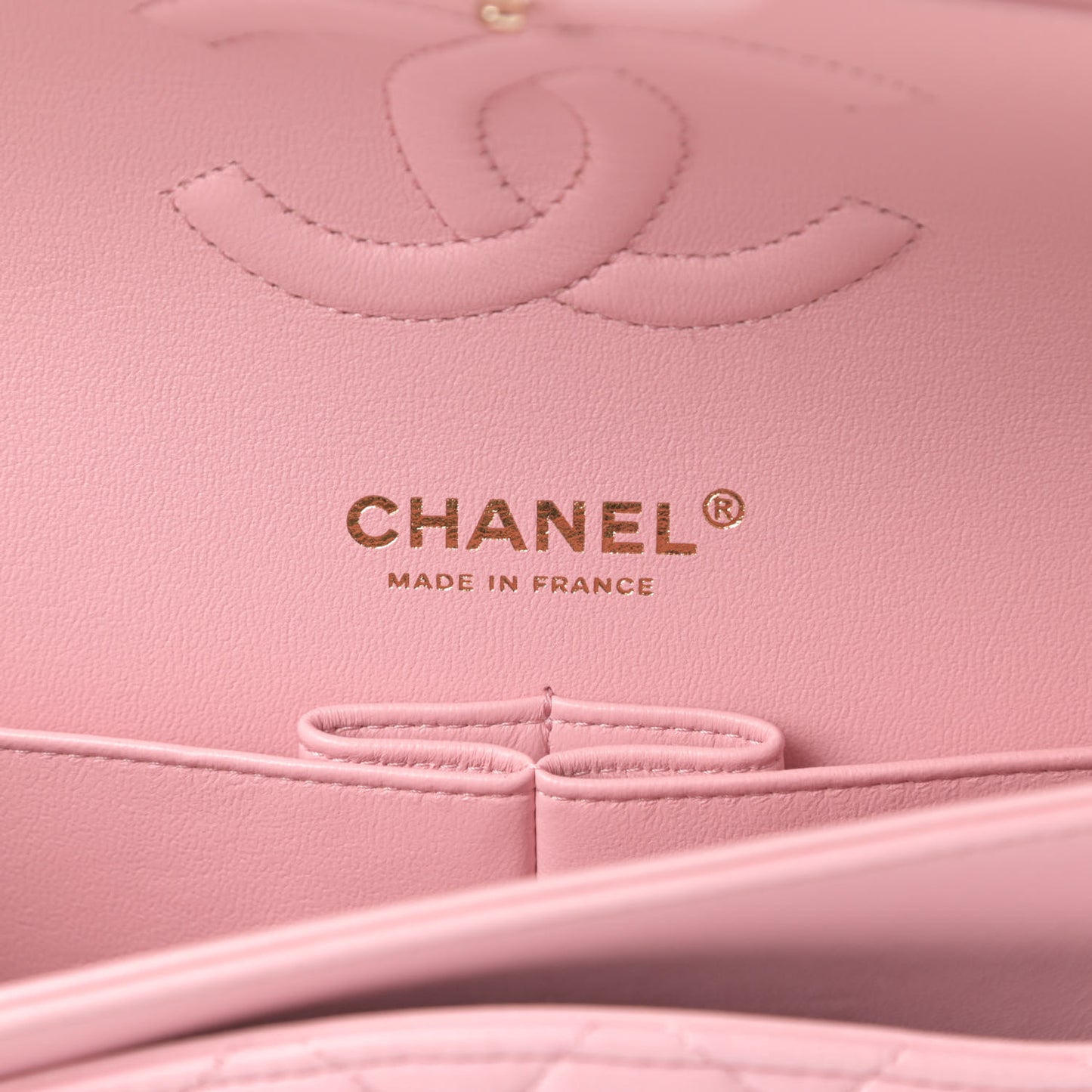 Lambskin Quilted Medium Double Flap Light Pink