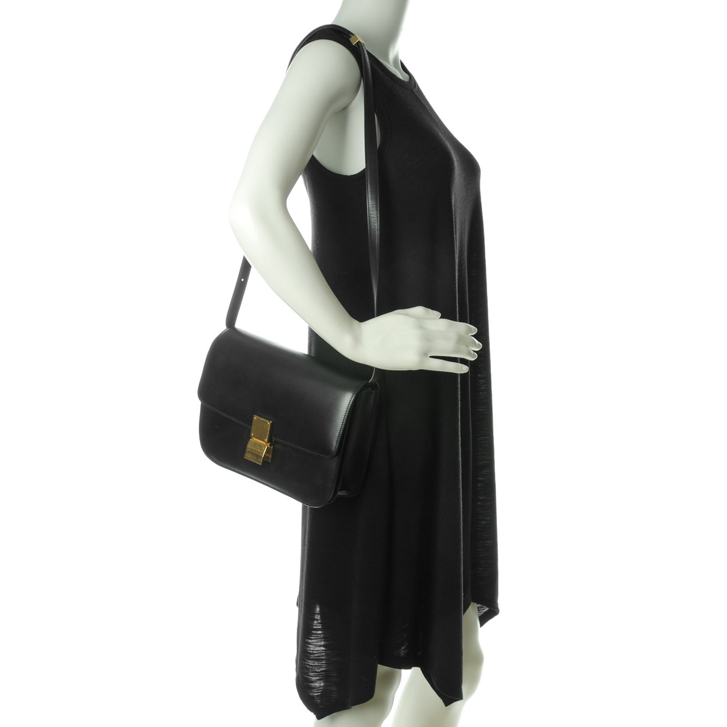 Box Calfskin Medium Classic Box Flap Bag Black