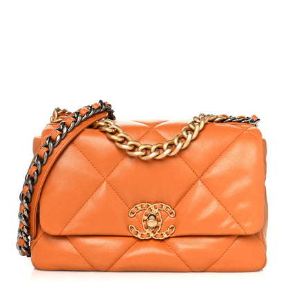 Chanel Lambskin Quilted Medium Chanel 19 Flap Light Brown 1 of 10