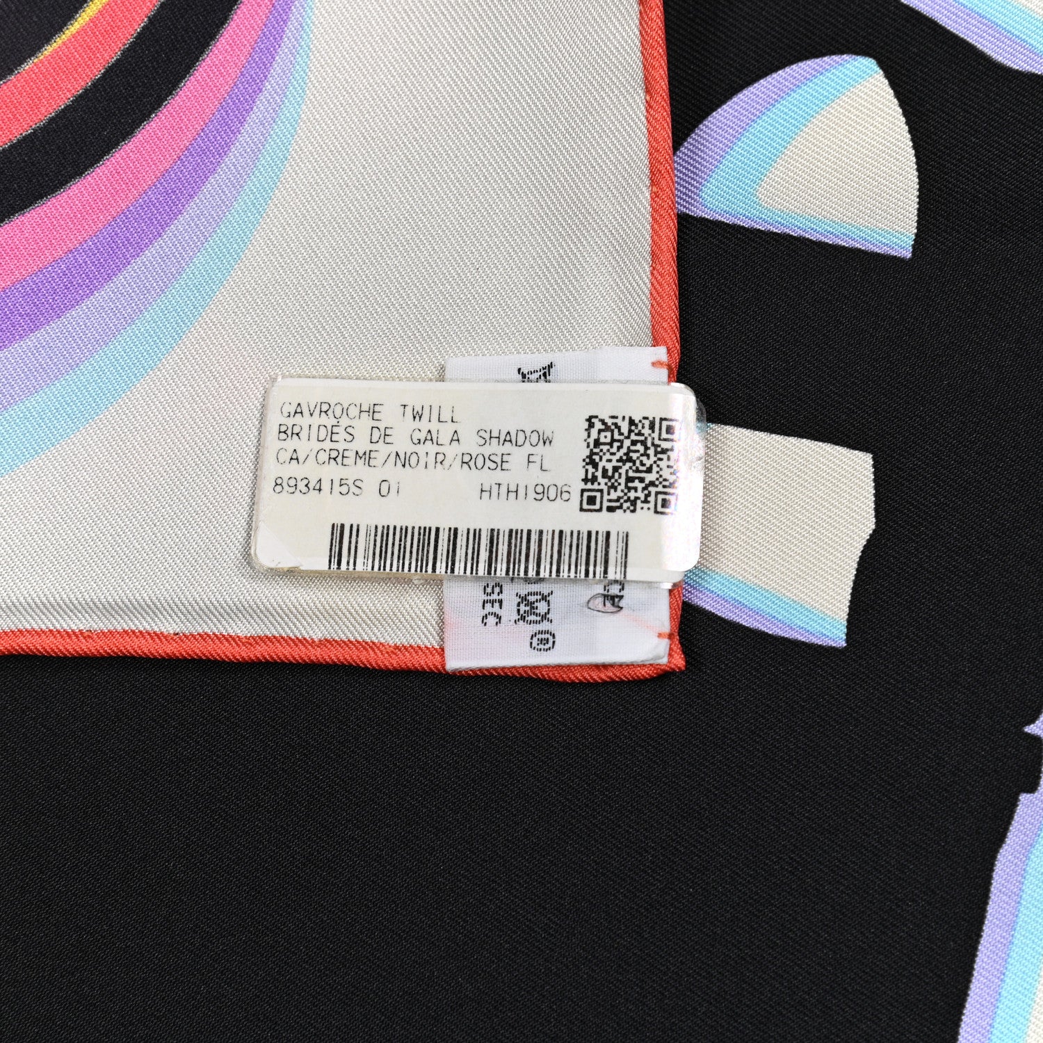 Hermes Silk Brides De Gala Shadow Pocket Square Creme Black Rose Fluo 2 of 4