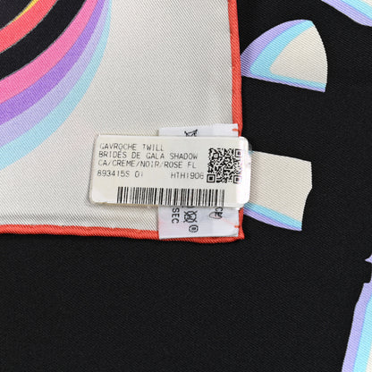 Hermes Silk Brides De Gala Shadow Pocket Square Creme Black Rose Fluo 2 of 4