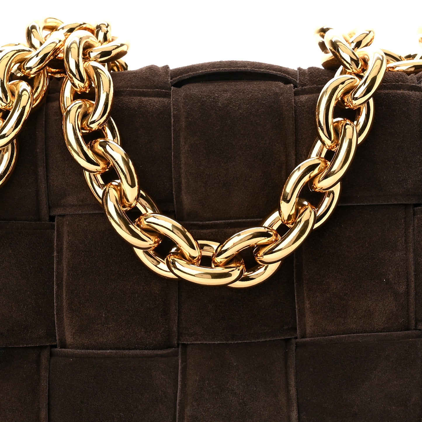 Suede Maxi Intrecciato Padded Chain Cassette Crossbody Bag Fondant
