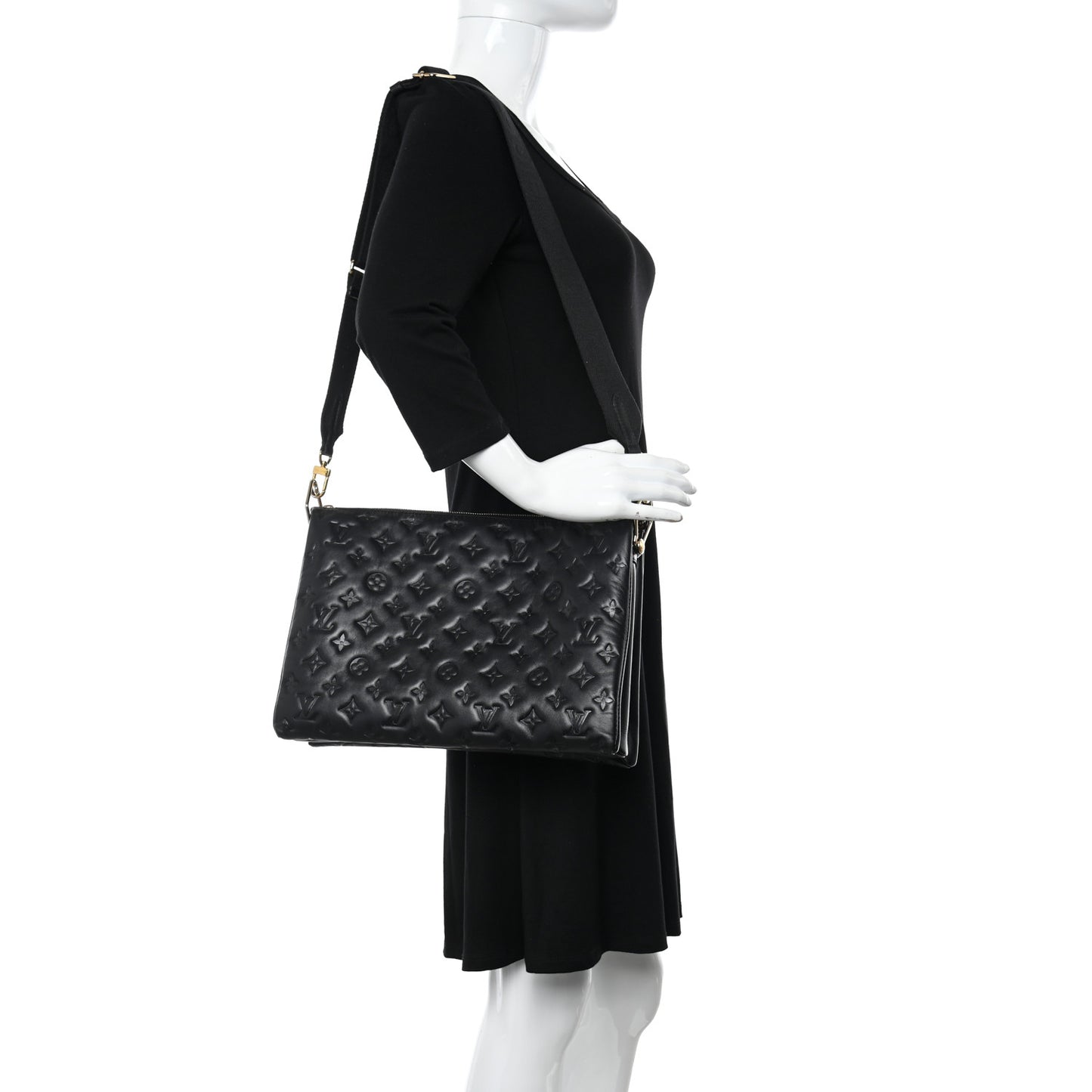 Lambskin Embossed Monogram Coussin MM Black