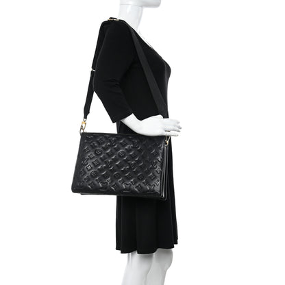 Louis Vuitton Lambskin Embossed Monogram Coussin MM Black 2 of 11