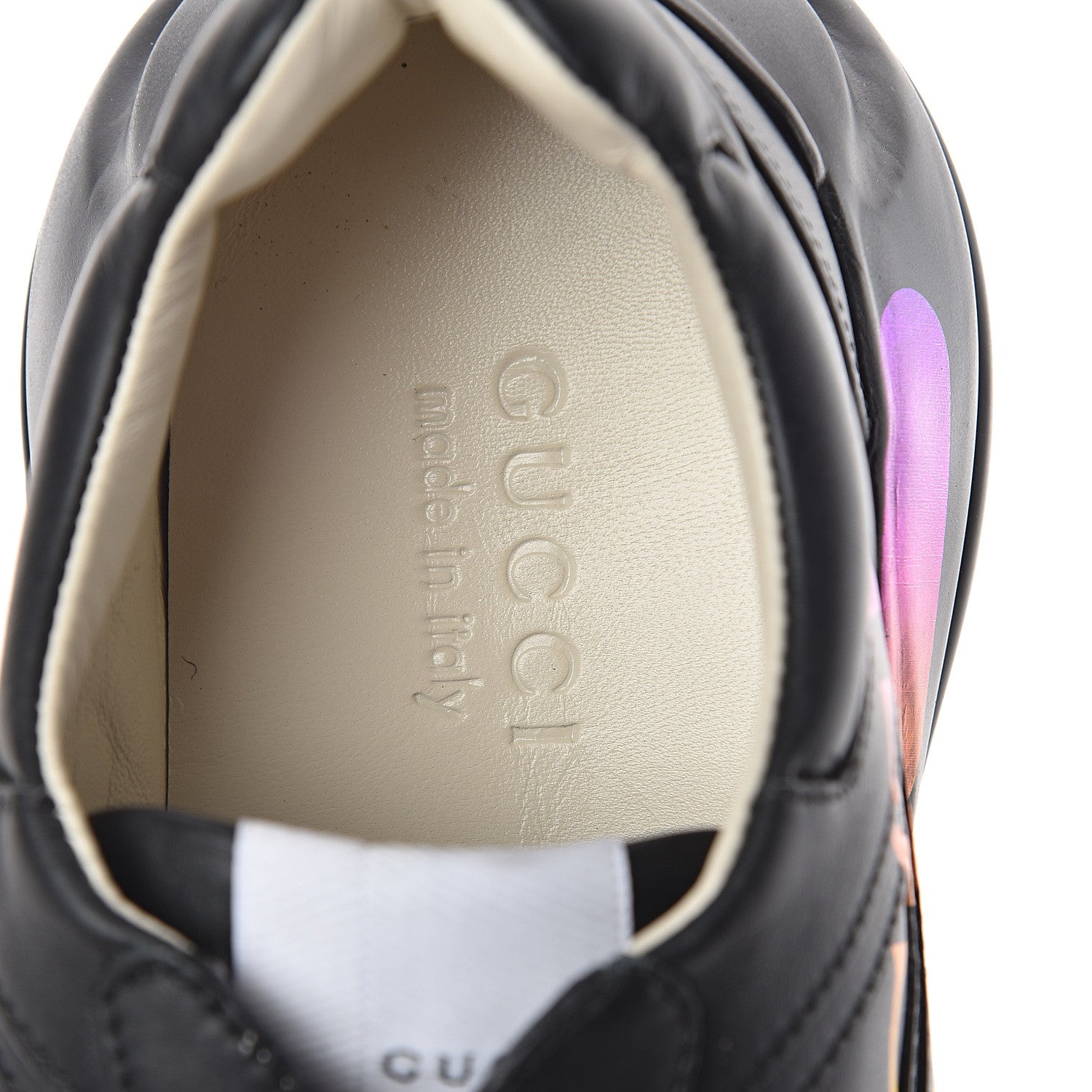 Gucci Calfskin Iridescent Logo Mens Rhyton Sneakers 7 Black 5 of 7