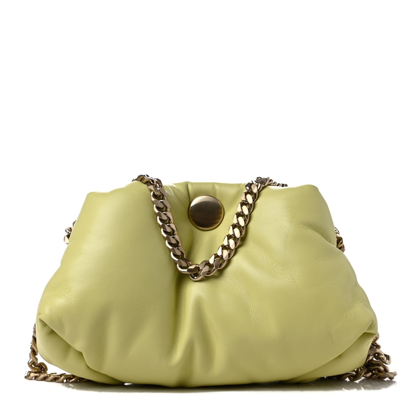 Lambskin Puffy Chain Tobo Bag Pale Green