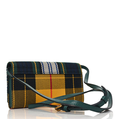 Burberry Canvas Tartan Check Mix Henley Wallet on Chain Green Multicolor 3 of 8