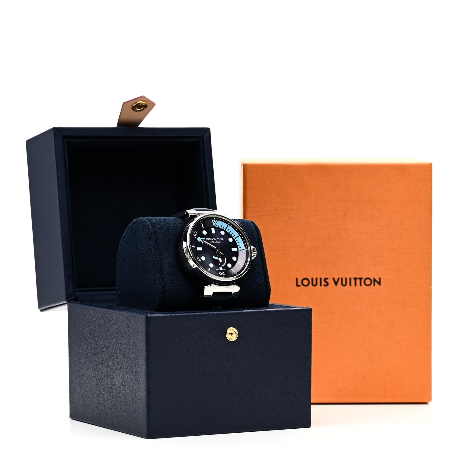 Louis Vuitton Stainless Steel Rubber 44mm Tambour Street Diver Automatic Watch Blue 5 of 5