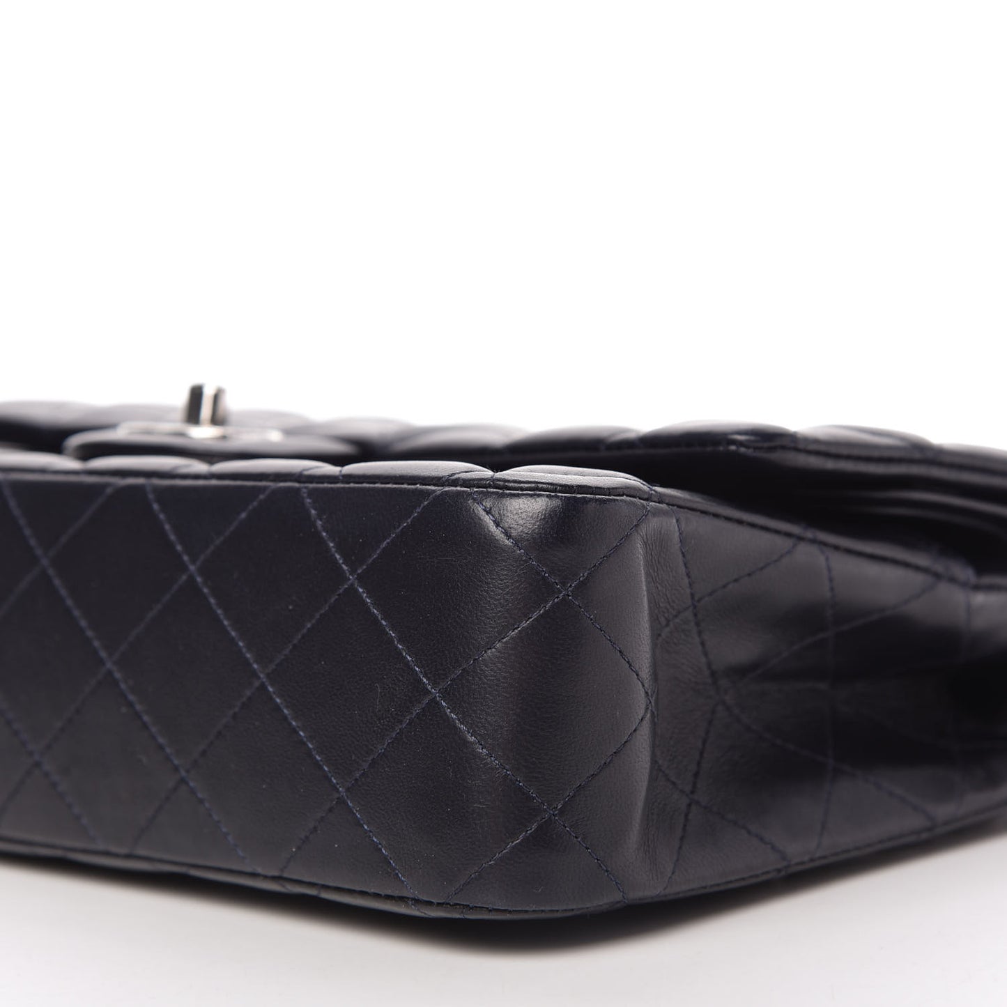 Lambskin Quilted Medium Double Flap Dark Navy
