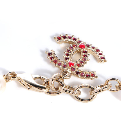 Chanel Enamel Pearl CC Bracelet Gold Red 4 of 6