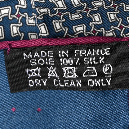 Hermes Silk Pocket Square Scarf Blue Multicolor 3 of 4