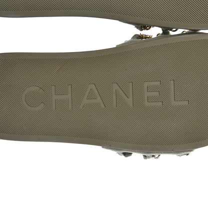 Chanel Canvas Chain Flat Sandals 37 Khaki 9 of 13