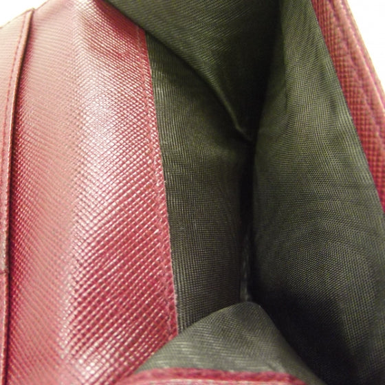 Tessuto Saffiano Compact Wallet Rosso