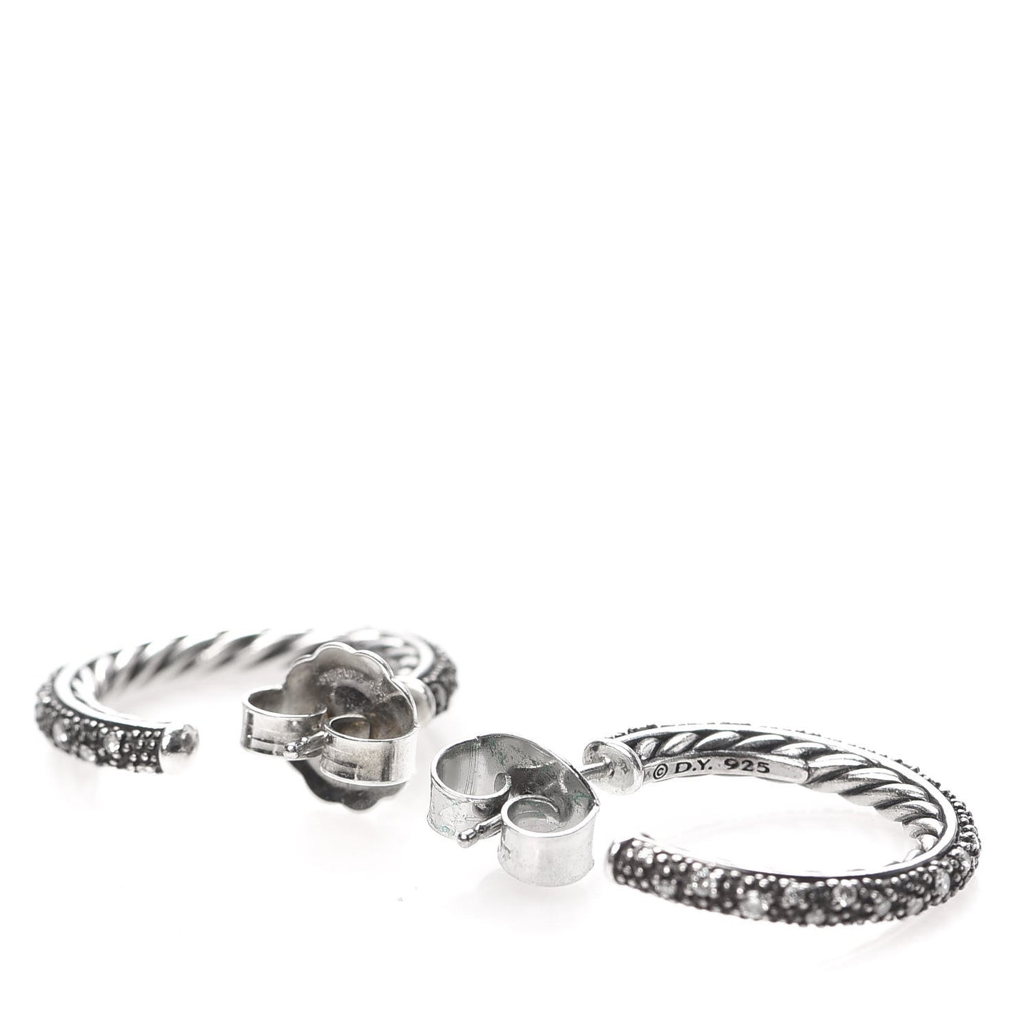 Sterling Silver Diamond Small Midnight Melange Hoop Earrings