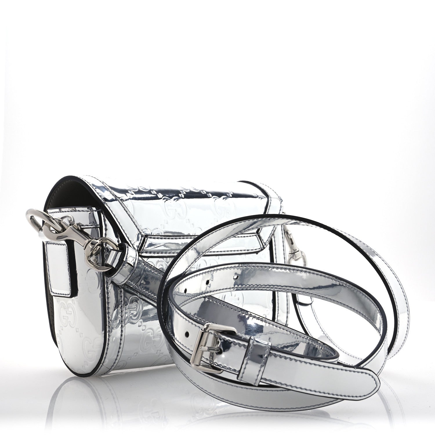 Gucci Guccissima Mirror Effect Mini Crossbody Silver Sphinx 3 of 14