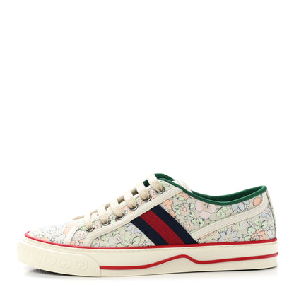 Gucci X LIBERTY OF LONDON Canvas Web Tracy Print Womens 1977 Tennis Sneakers 38 Mint Peach Mystic White 1 of 7