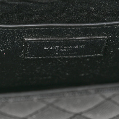 Saint Laurent Grain De Poudre Textured Mixed Matelasse Triquilt Medium Monogram Satchel Black 7 of 12