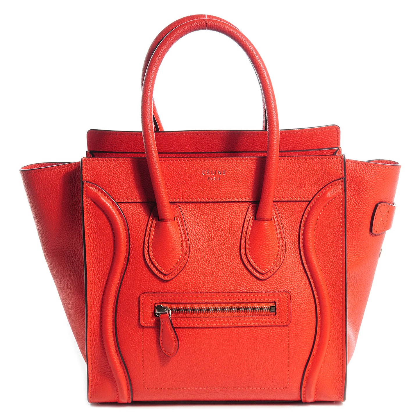 Drummed Calfskin Micro Luggage Vermillion