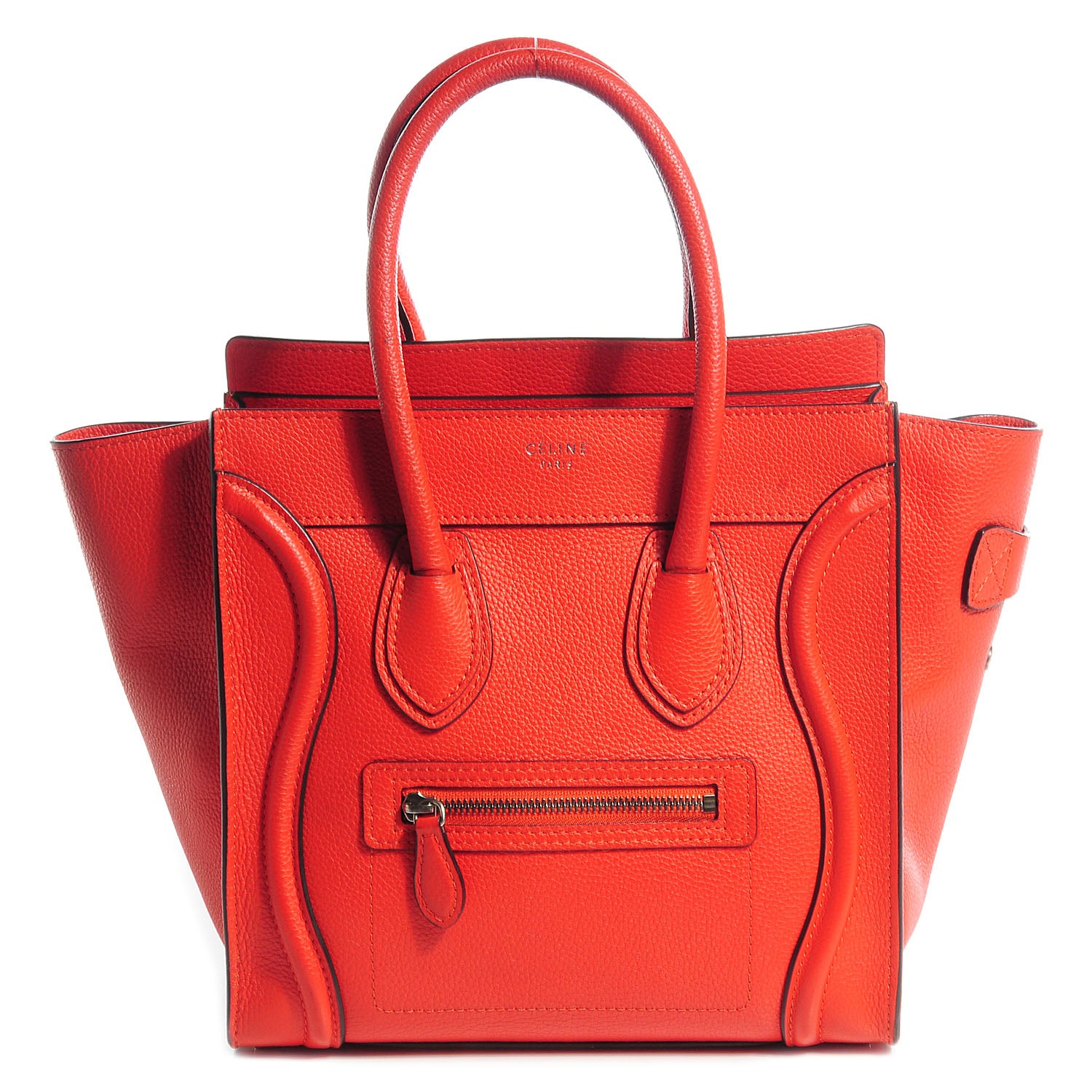Celine Drummed Calfskin Micro Luggage Vermillion 1 of 8