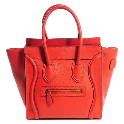 Celine Drummed Calfskin Micro Luggage Vermillion 1 of 8