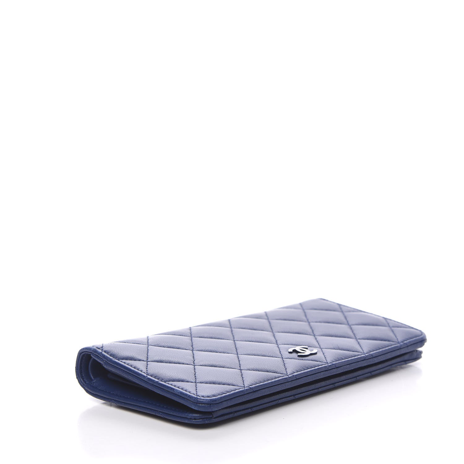 Chanel Lambskin Quilted Yen Wallet Blue 3 of 10