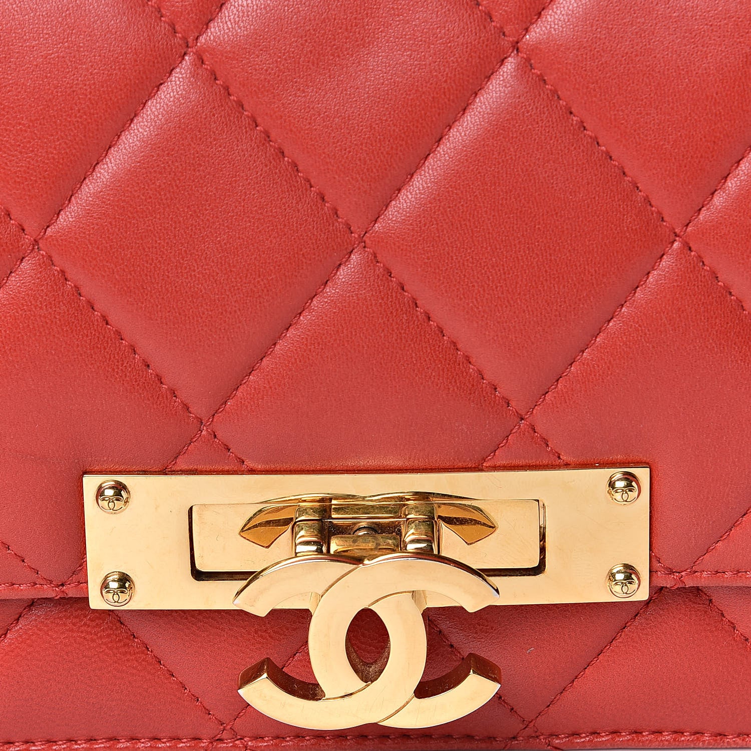 Chanel Lambskin Quilted Golden Class Wallet on Chain WOC Red 10 of 10