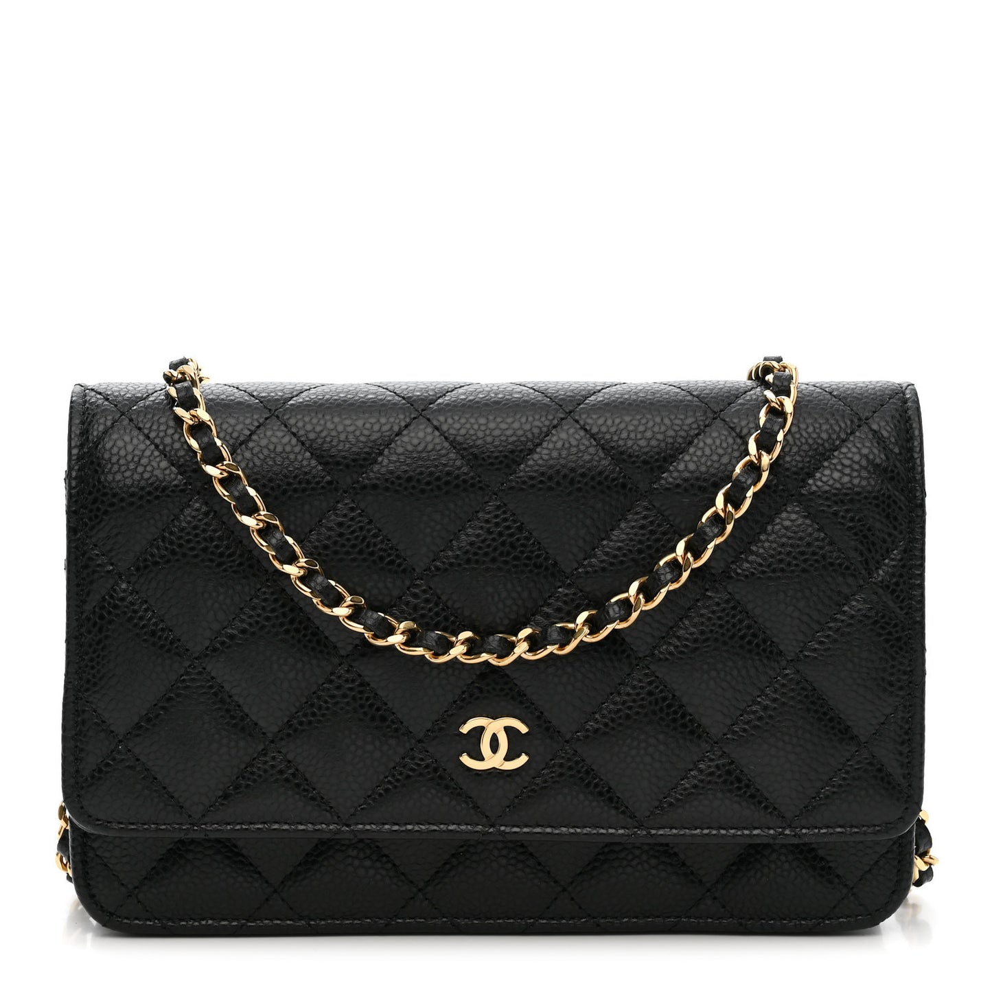 Caviar Quilted Wallet on Chain WOC Black