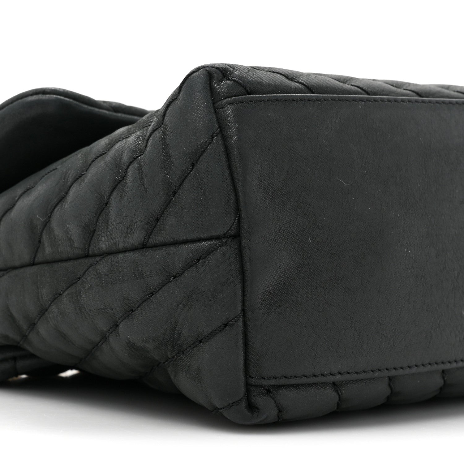 Chanel Iridescent Calfskin Surpique Chevron Large Flap Black 10 of 16