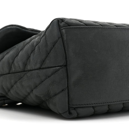 Chanel Iridescent Calfskin Surpique Chevron Large Flap Black 10 of 16