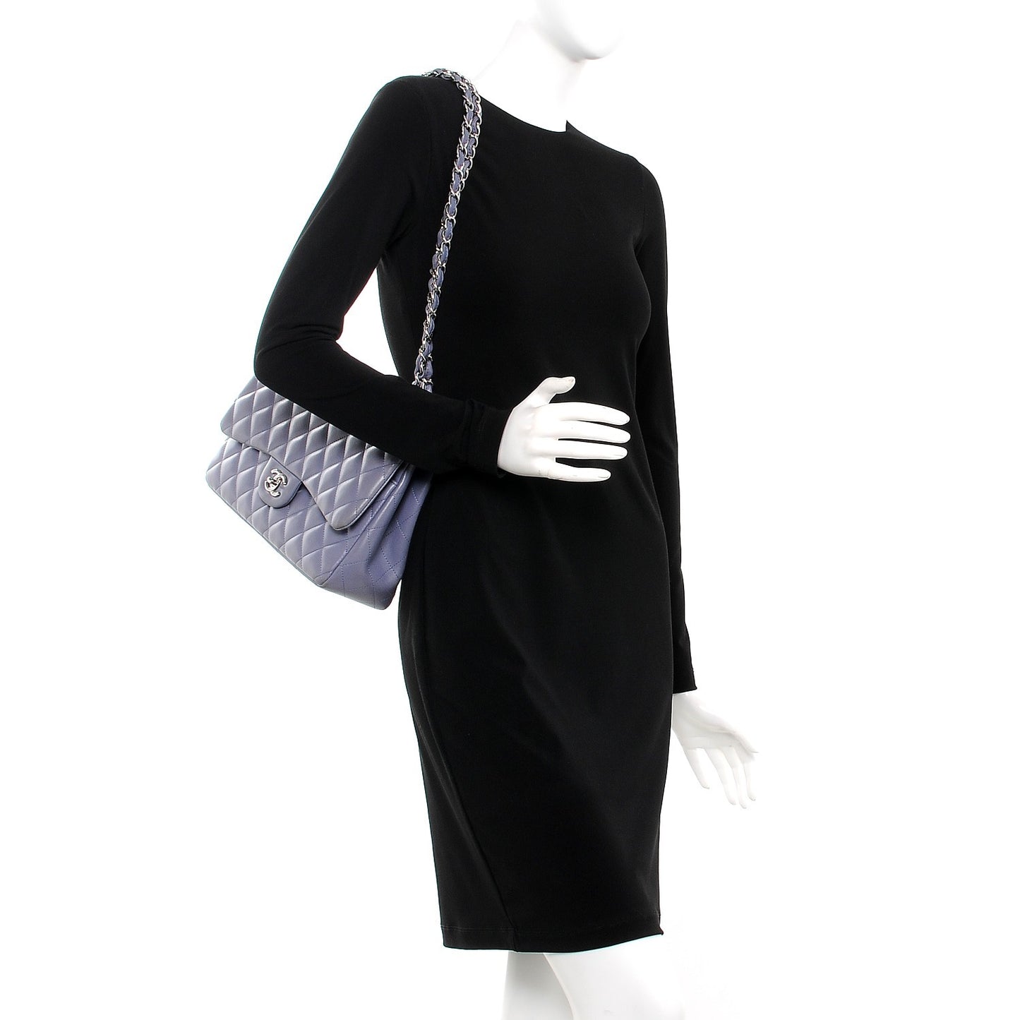 Lambskin Quilted Jumbo Double Flap Purple