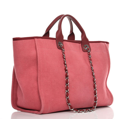 Chanel Canvas Large Deauville Tote Red 4 of 13