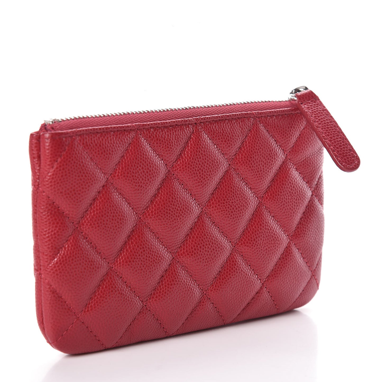 Caviar Quilted Small Cosmetic Case Red