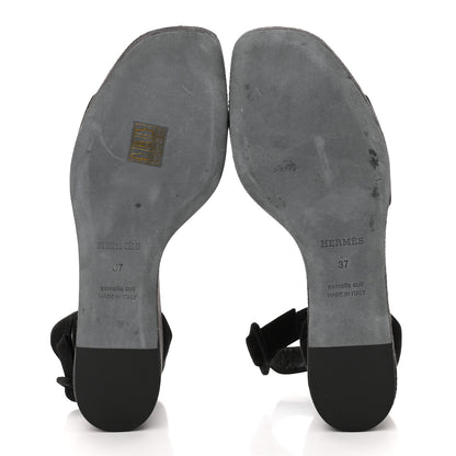 Hermes Suede Wedge Sandals 37 Black 5 of 7