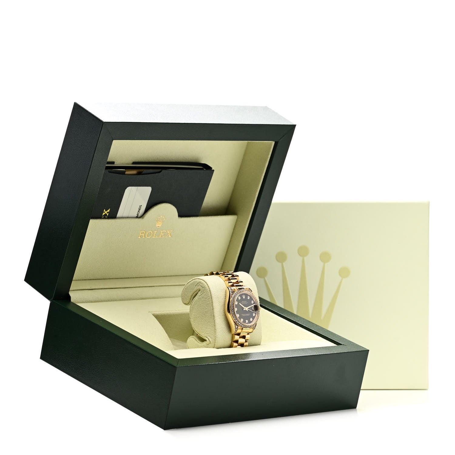 Rolex 18K Yellow Gold Diamond 31mm Oyster Perpetual Datejust President Watch Black 178158 7 of 7