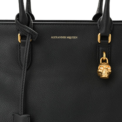 Alexander McQueen Pebbled Calfskin Large Skull Padlock Zip Around Tote Black 8 of 10
