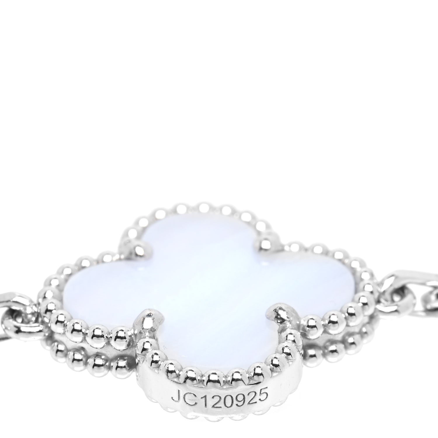 Van Cleef & Arpels 18K White Gold Chalcedony 5 Motifs Vintage Alhambra Bracelet 4 of 6