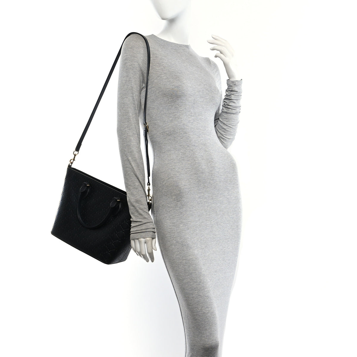 Gucci Guccissima Small Zippered Bucket Tote Black 2 of 10