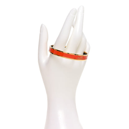 Hermes Enamel Printed Narrow Caleche Bracelet 65 Orange 2 of 6