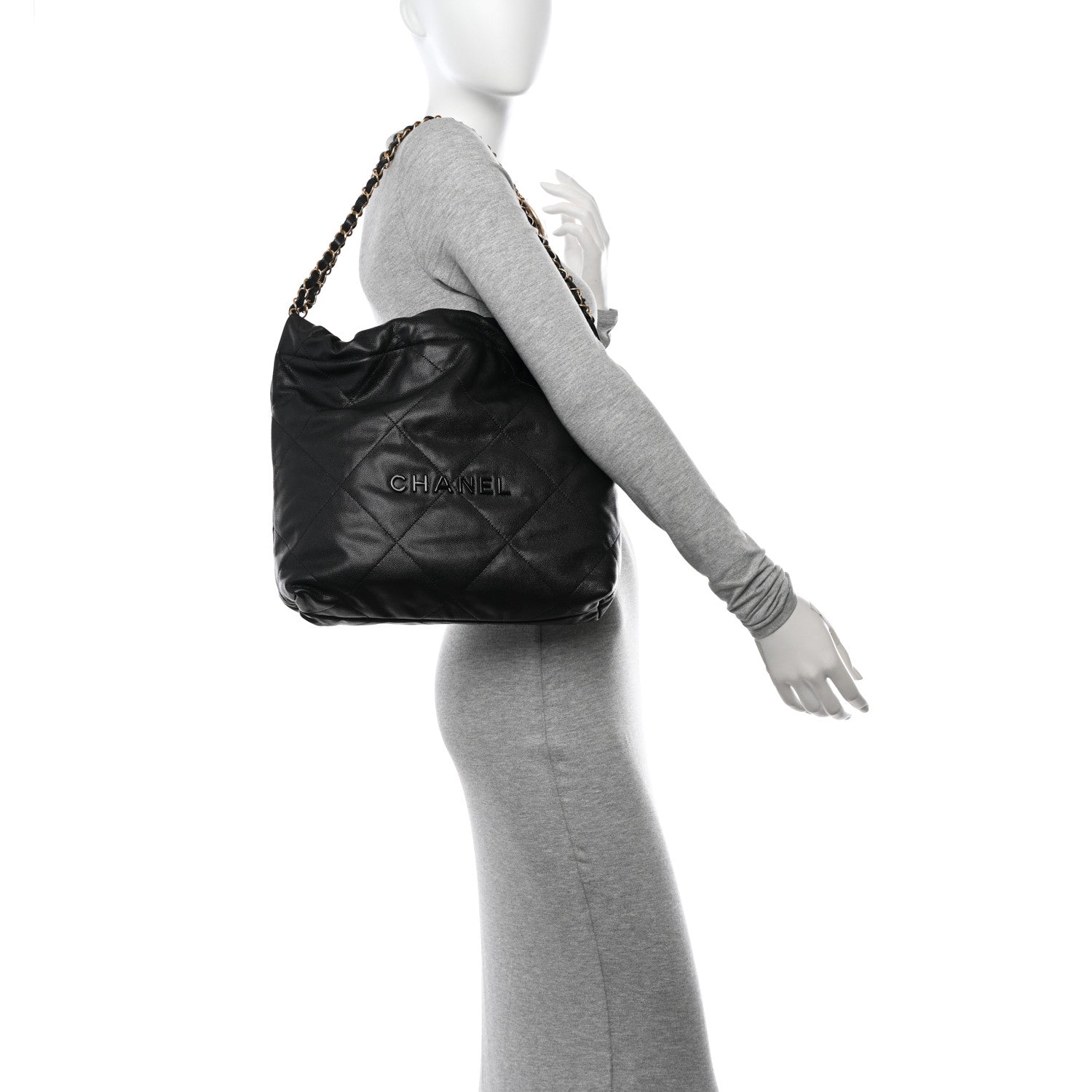 Chanel Shiny Caviar Quilted Monochrome Small Chanel 22 Black 2 of 11
