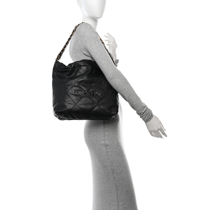 Chanel Shiny Caviar Quilted Monochrome Small Chanel 22 Black 2 of 11