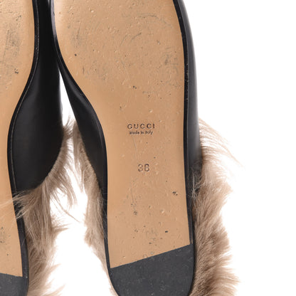 Gucci Calfskin Fur Womens Princetown Slippers 36 Black 8 of 8