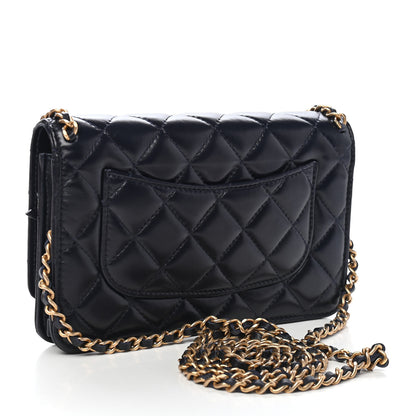 Chanel Lambskin Quilted Chain Around Wallet On Chain WOC Navy Blue 3 of 13
