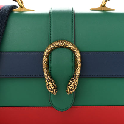 Gucci Moon Calfskin Web Medium Dionysus Bamboo Top Handle Bag Emerald Blue Hibiscus Red 8 of 11