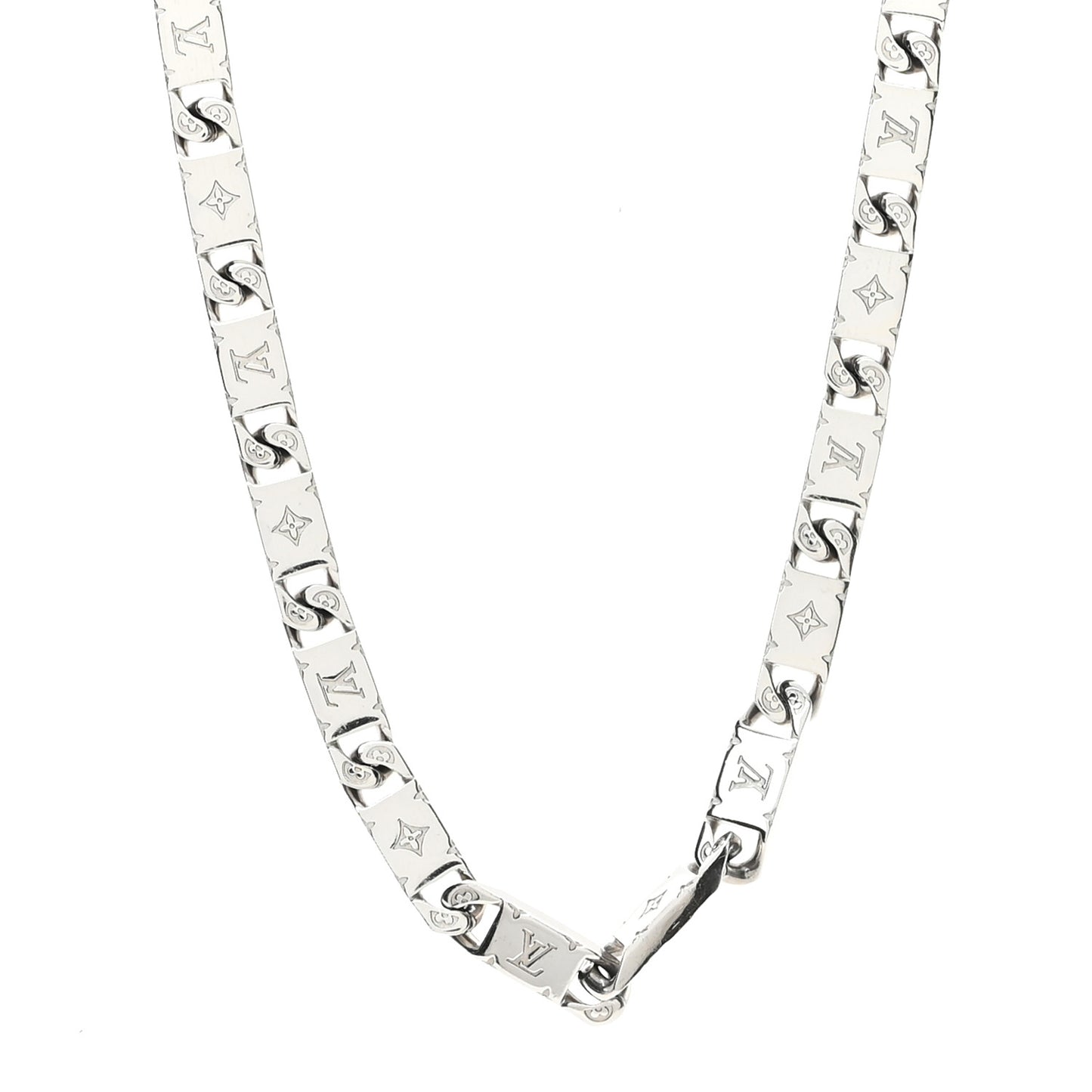 Metal Monogram Tied Up Necklace Silver